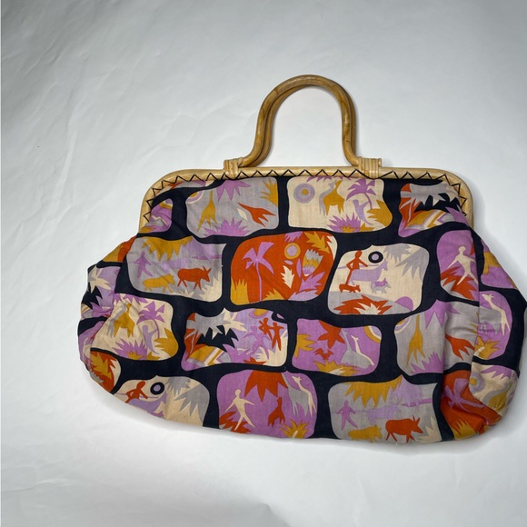 Vintage tiki print bamboo purse - Picture 4 of 6
